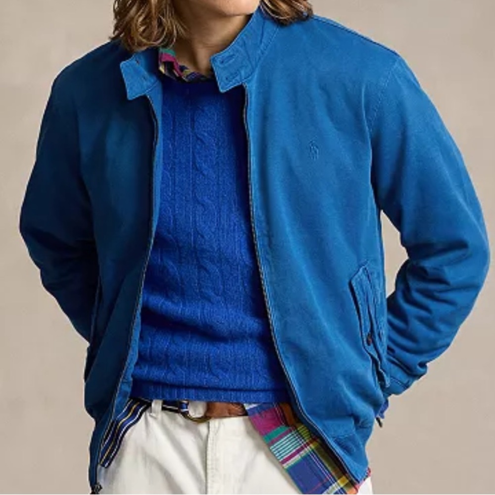 POLO Ralph Lauren Specially Dyed Heritage Blue Cotton Twill Mockneck Jacket